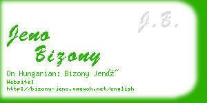 jeno bizony business card